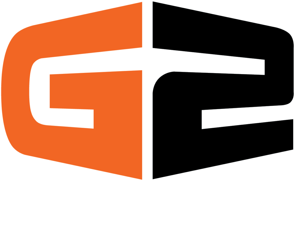 CSG branded logo of G2 Mobile Structures company in Black, Orange, and White