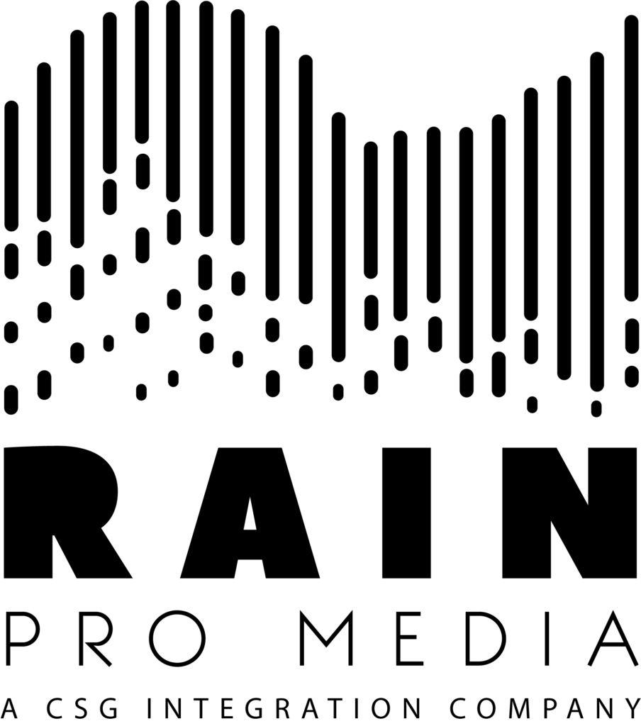 CSG branded logo of Rain Pro Media company in Black